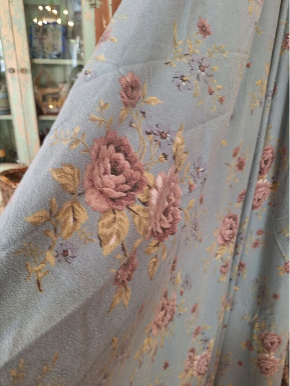 Blue Cottage Roses, Vintage Flannel Sheet Set. QUEEN, The Company Store,